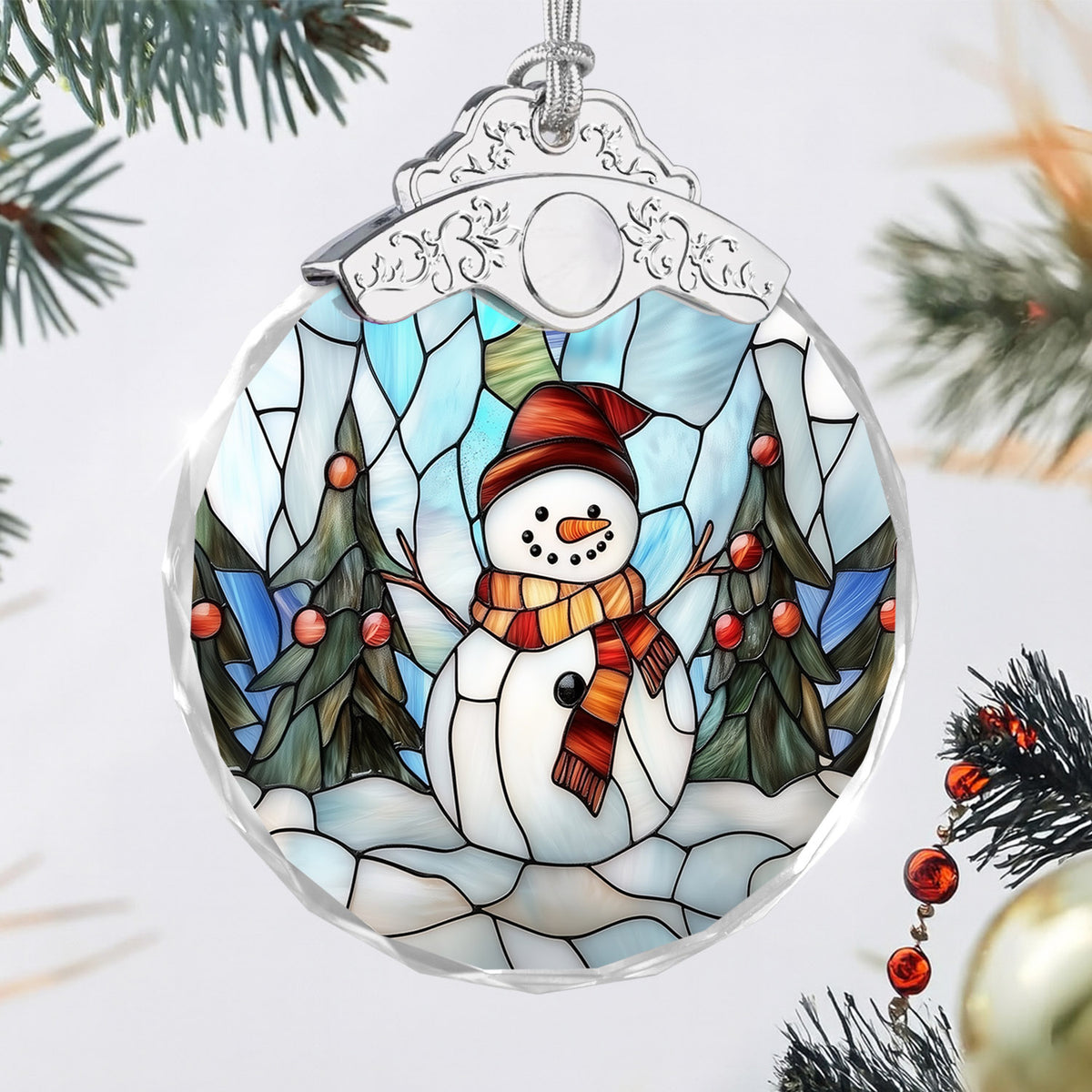 Snowman Christmas Ornaments – Stained Glass Ornament — view 3