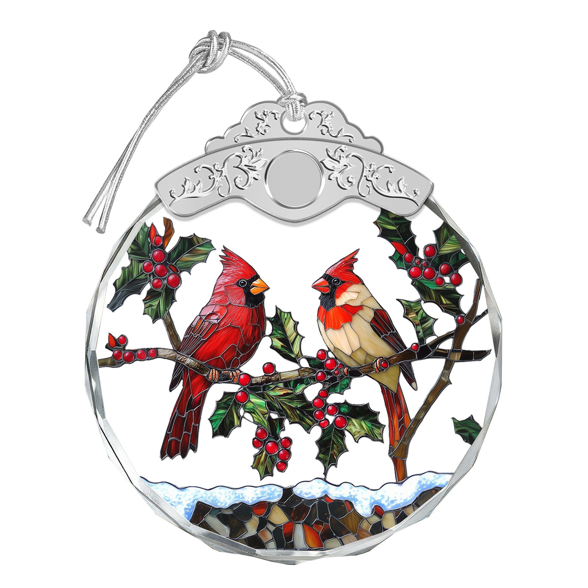 Cardinal Birds Christmas Ornaments – Stained Glass Ornament