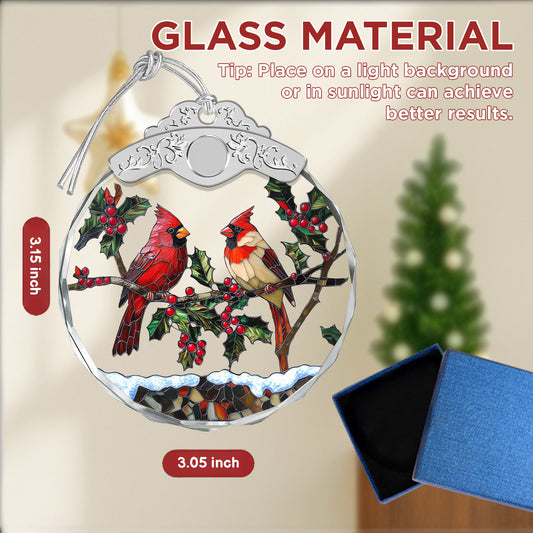 Cardinal Birds Christmas Ornaments – Stained Glass Ornament — view 2