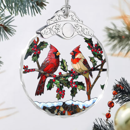 Cardinal Birds Christmas Ornaments – Stained Glass Ornament — view 3