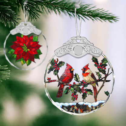 Cardinal Birds Christmas Ornaments – Stained Glass Ornament — view 4