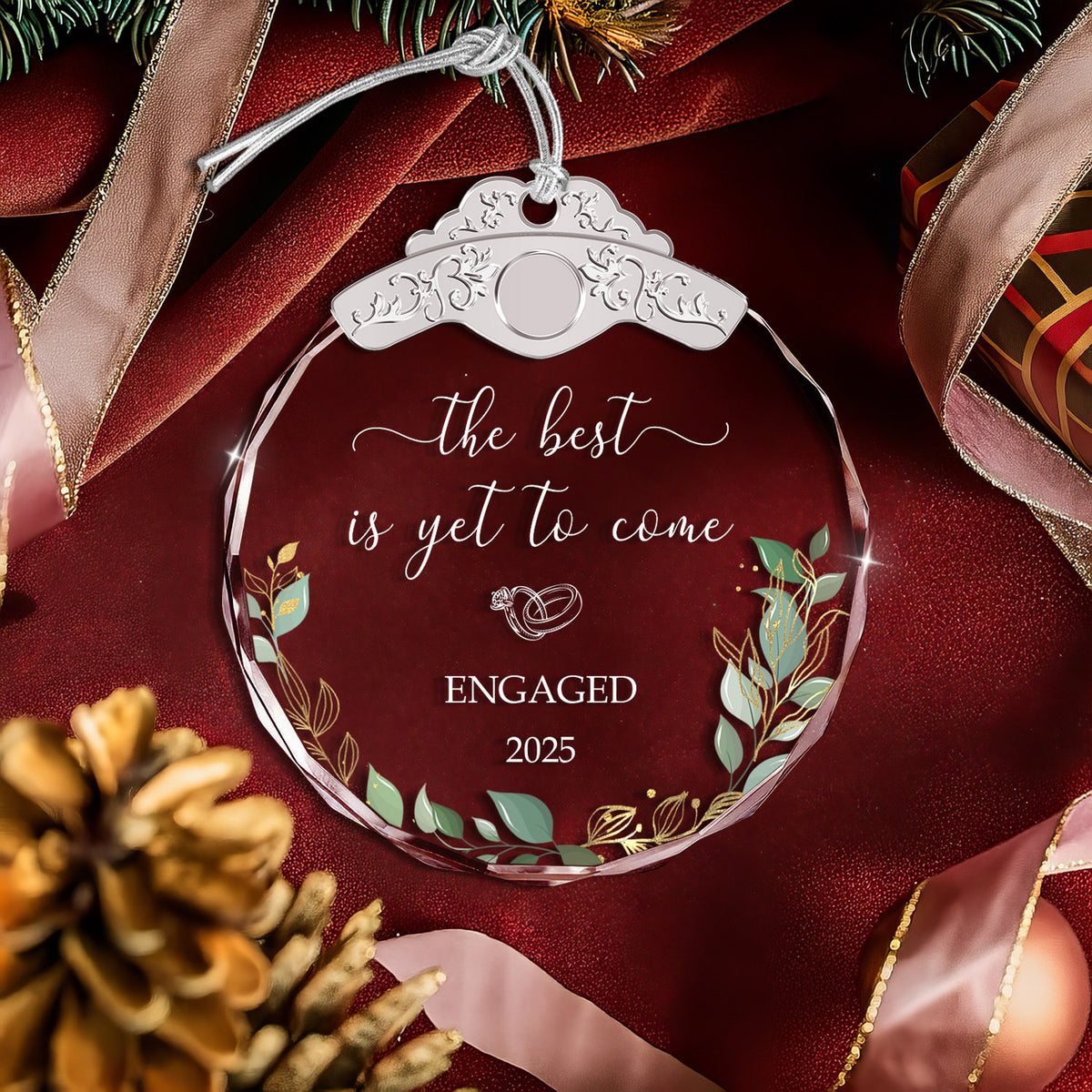 Christmas Ornament for Engaged Couples – Glass Ornament — view 4