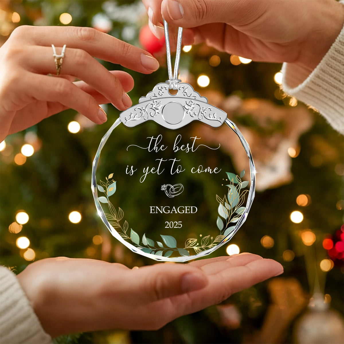 Christmas Ornament for Engaged Couples – Glass Ornament — view 5