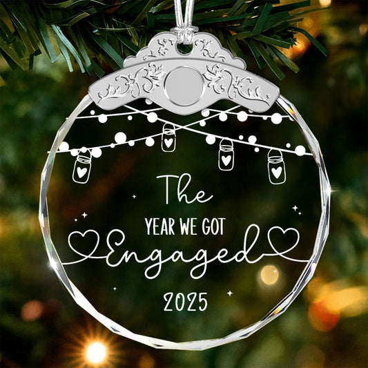 The Year We Got Engaged – Glass Ornament — view 2