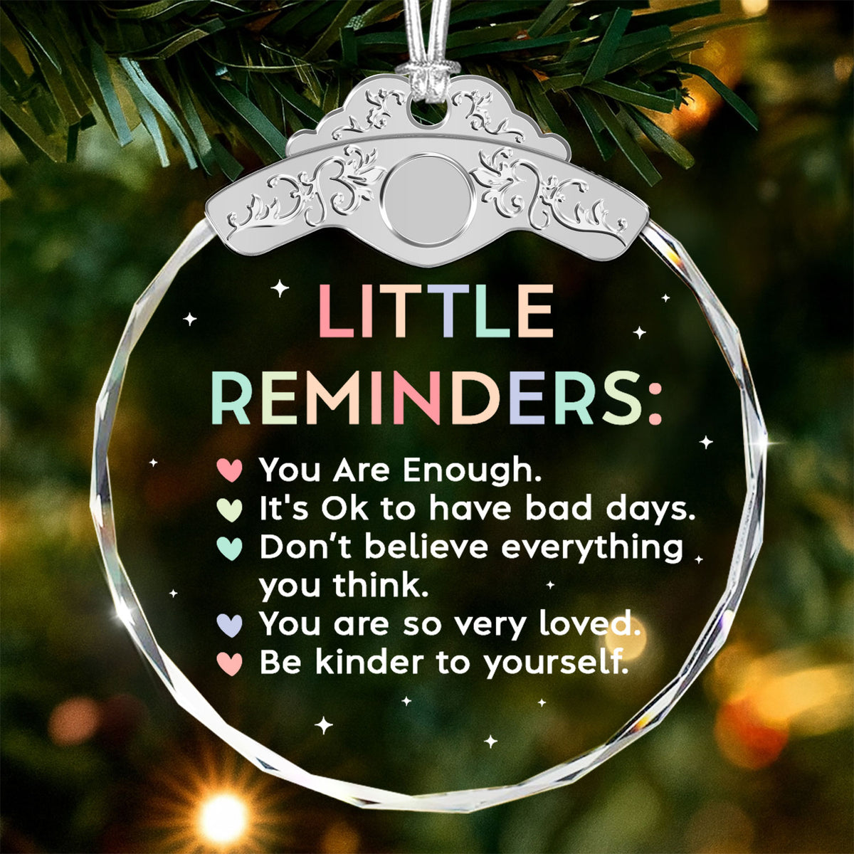 Positive & Motivational Message – Glass Ornament — view 2