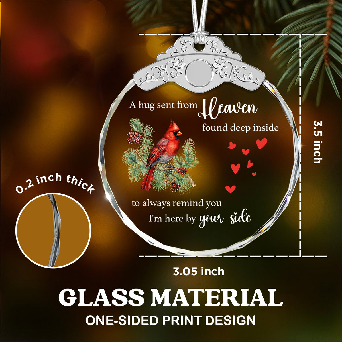 A Hug Sent From Heaven – Glass Ornament — view 3
