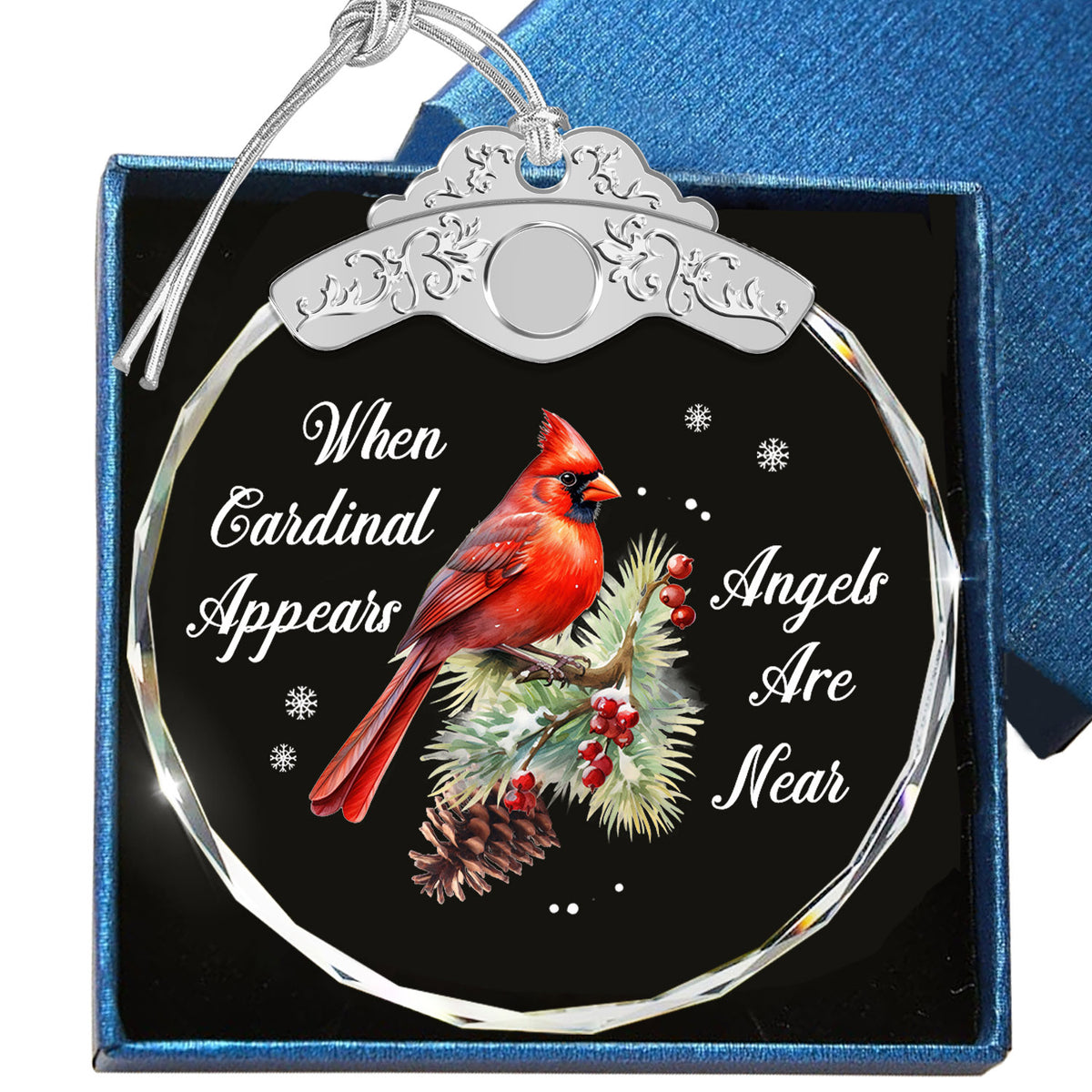 When Cardinal Appears – Glass Ornament