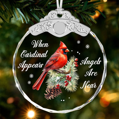 When Cardinal Appears – Glass Ornament — view 2