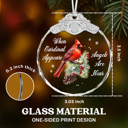 When Cardinal Appears – Glass Ornament — view 3