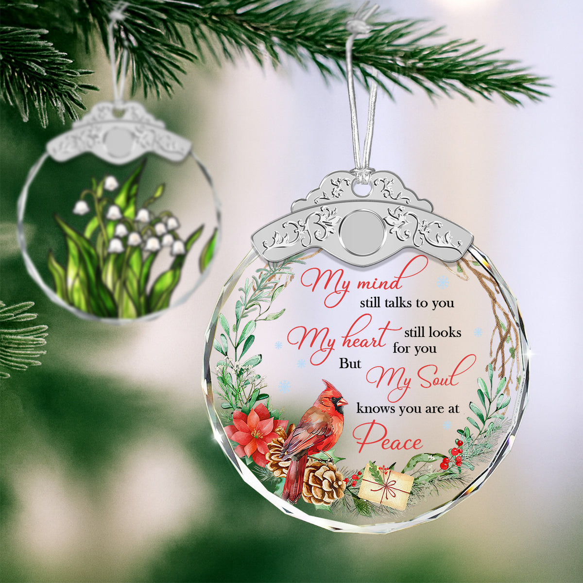 My Mind Still Talks To You – Glass Ornament — view 4