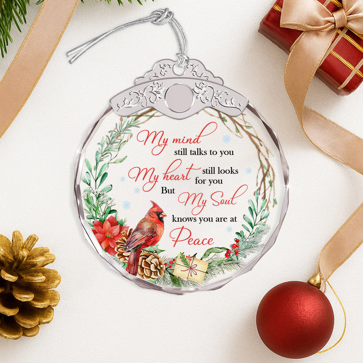 My Mind Still Talks To You – Glass Ornament — view 5