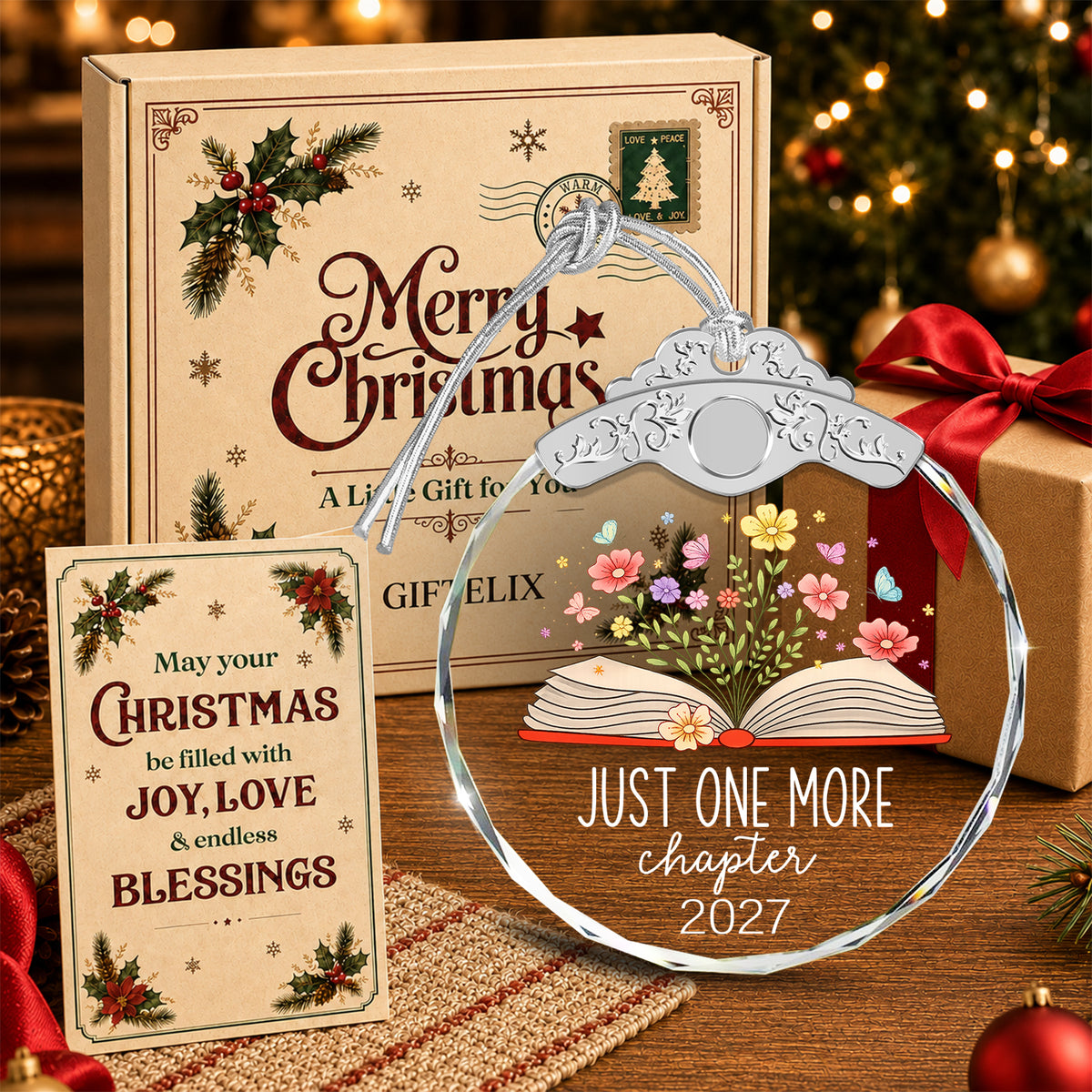 Book Lovers Glass Ornament 2027 – Literary Reading Keepsake for Bibliophiles, — view 4