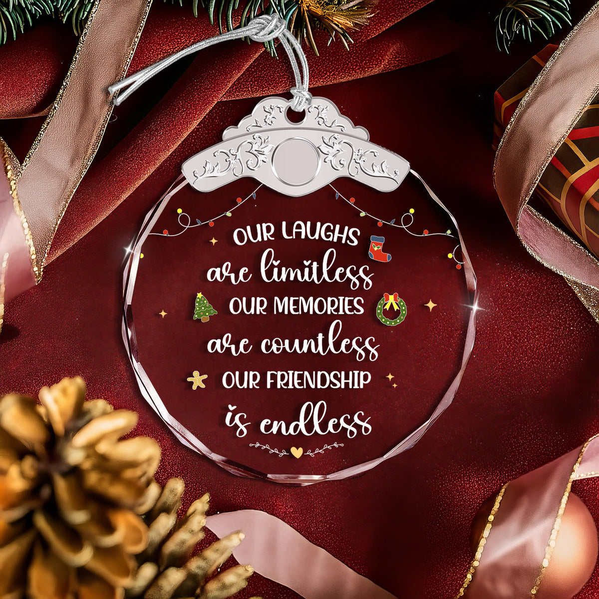 Our Friendship is Endless – Glass Ornament — view 4