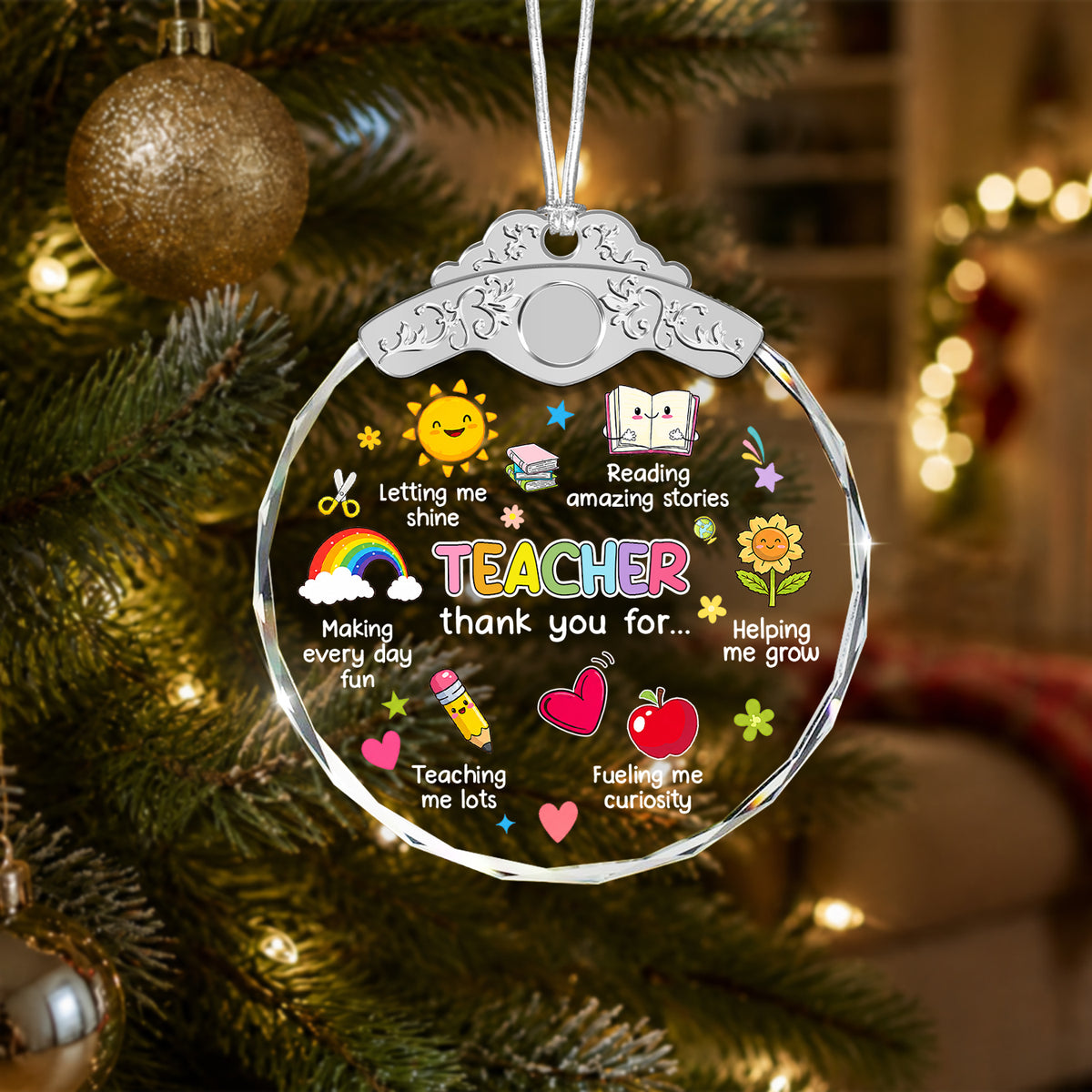 Teacher Appreciation Glass Ornament – Thank You Keepsake for Preschool, — view 2