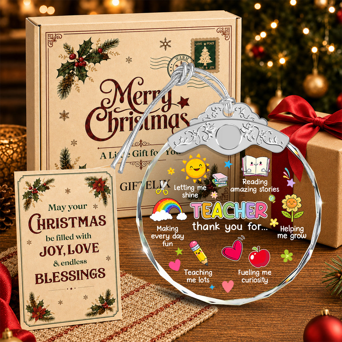 Teacher Appreciation Glass Ornament – Thank You Keepsake for Preschool, — view 4