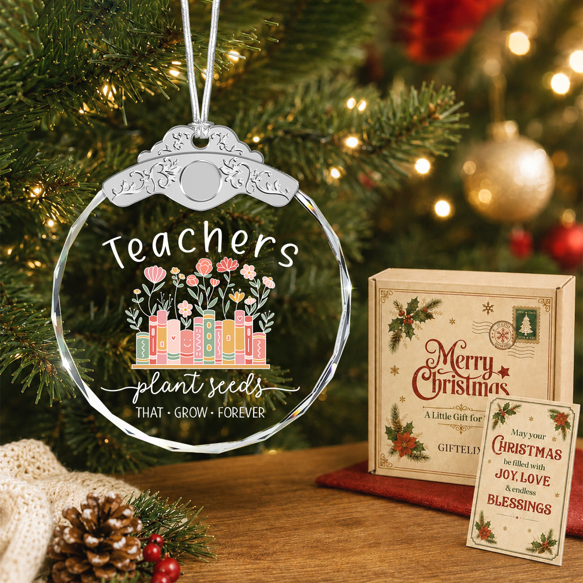 Teacher Appreciation Glass Ornament – Teachers Plant Seeds That Grow Forever