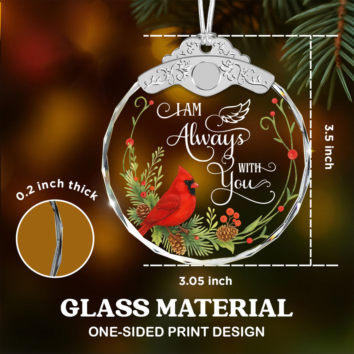 I Am Always With You – Glass Ornament — view 3