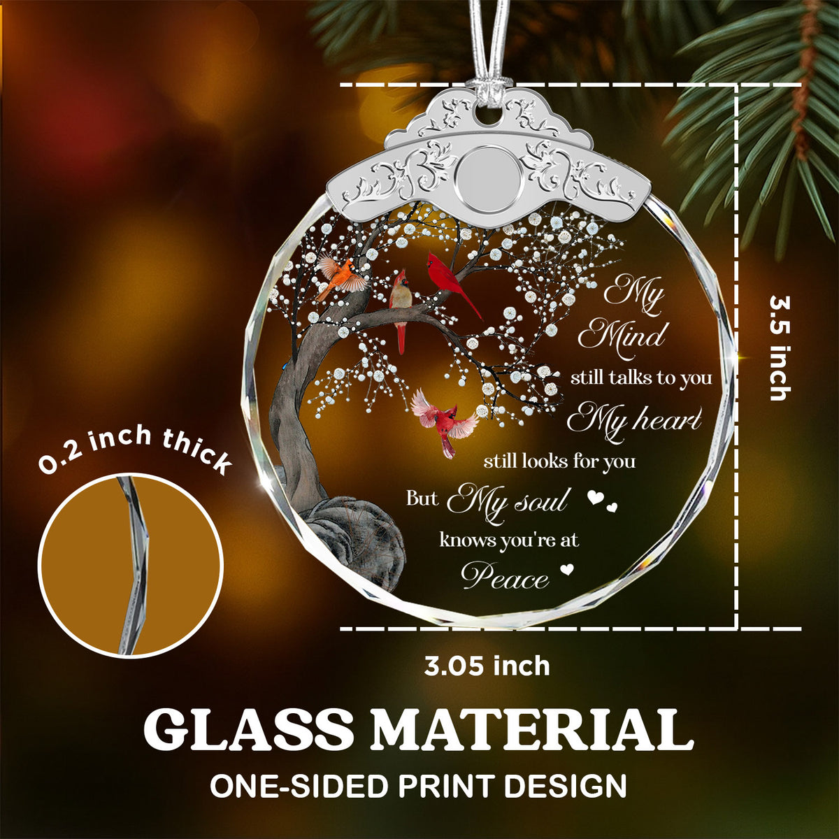 My Soul Knows You'Re At Peace – Glass Ornament — view 3
