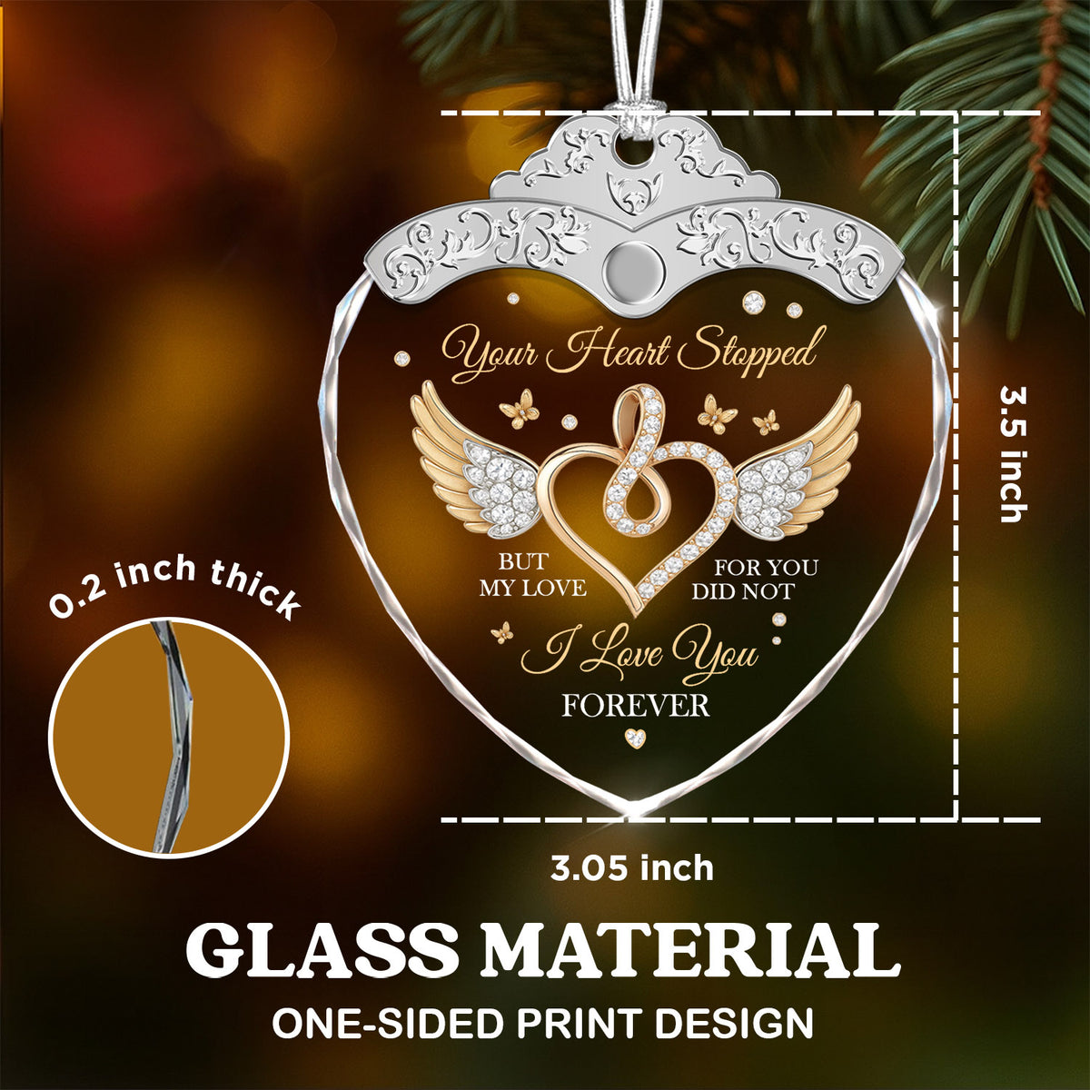 I Love You Forever – Glass Ornament — view 3