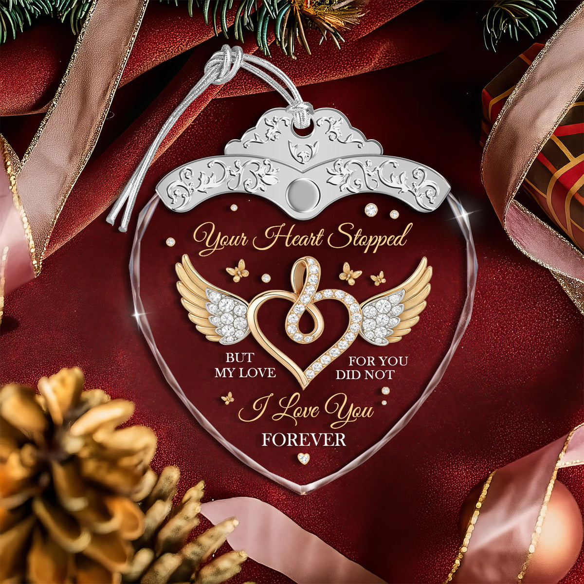 I Love You Forever – Glass Ornament — view 4
