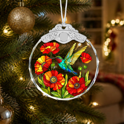 Hummingbird Glass Ornament – Colorful Floral Keepsake for Bird and Garden — view 2