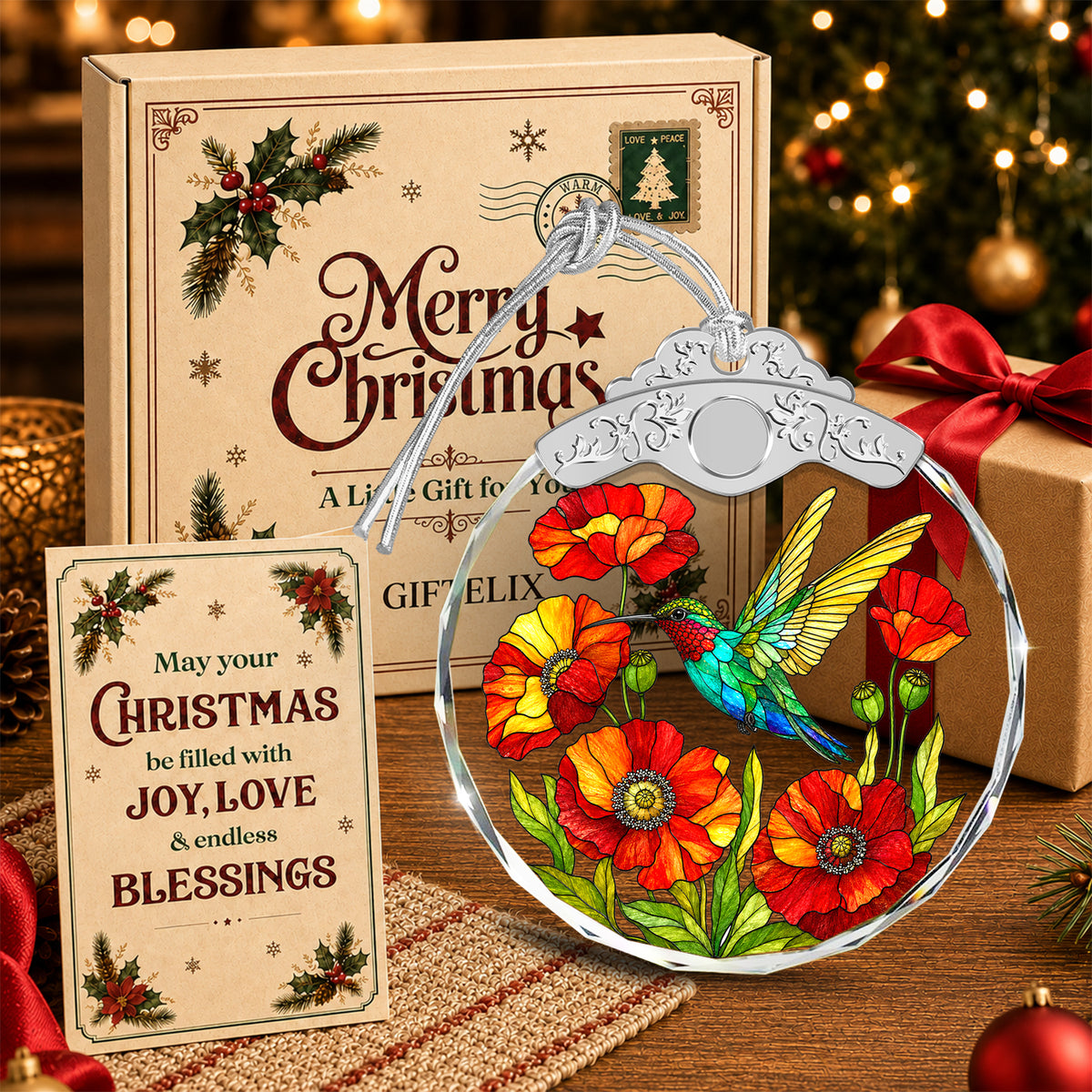 Hummingbird Glass Ornament – Colorful Floral Keepsake for Bird and Garden — view 4