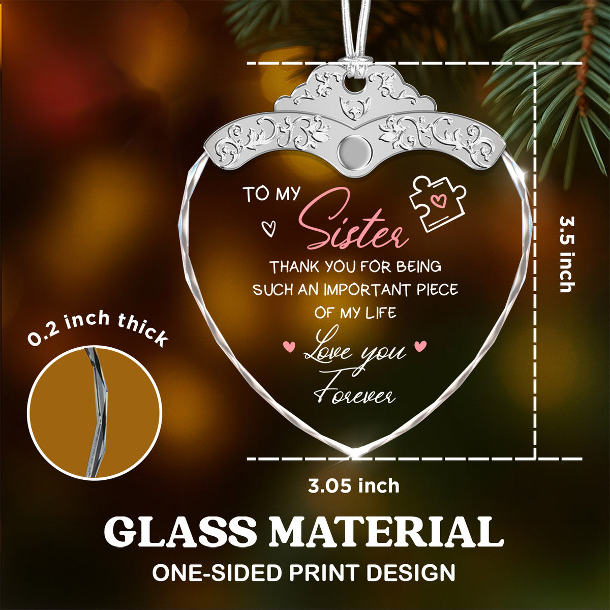 Gifts from Sister – Glass Ornament — view 3