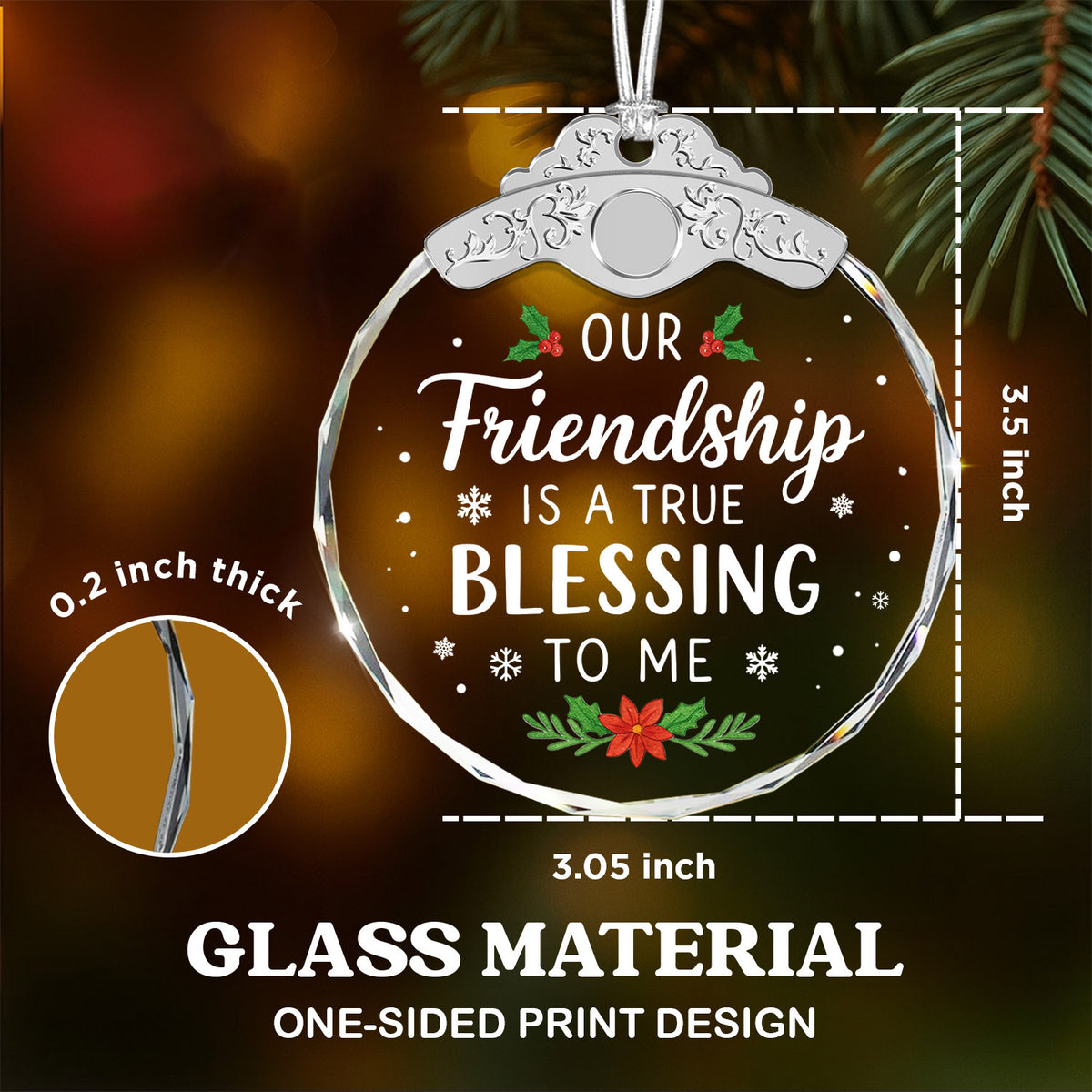 Friendship Gifts for Women – Glass Ornament — view 3