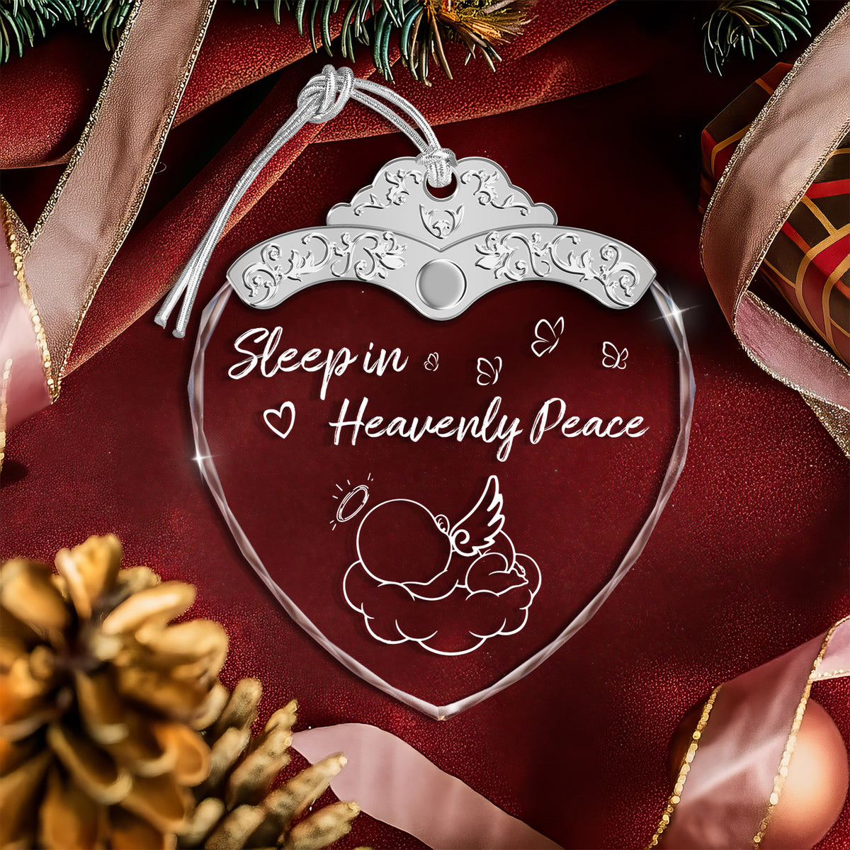 Sleep In Heavenly Peace – Glass Ornament — view 4