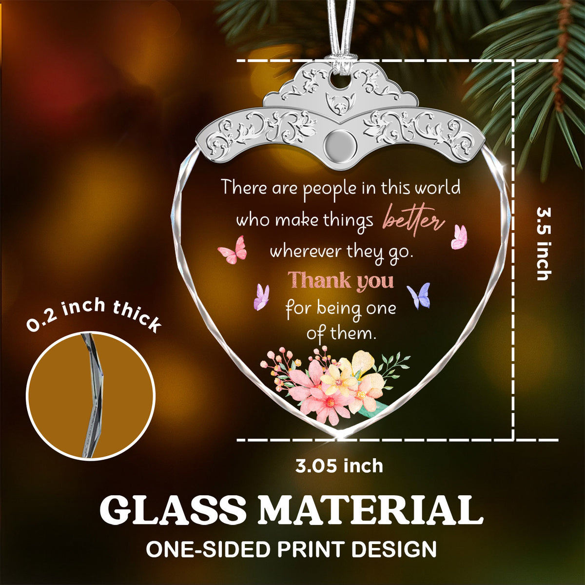 Thank You for being one of them – Glass Ornament — view 3