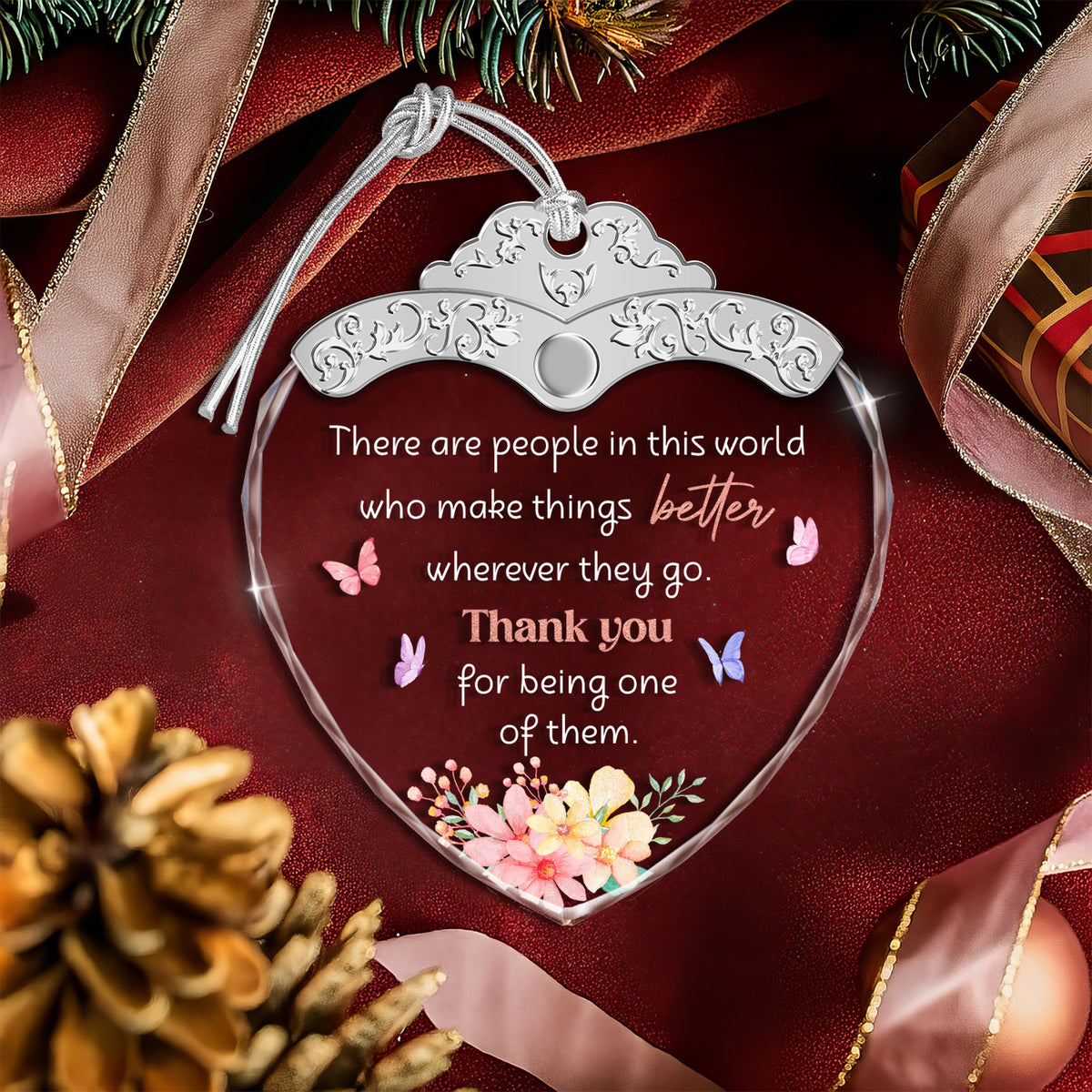 Thank You for being one of them – Glass Ornament — view 4