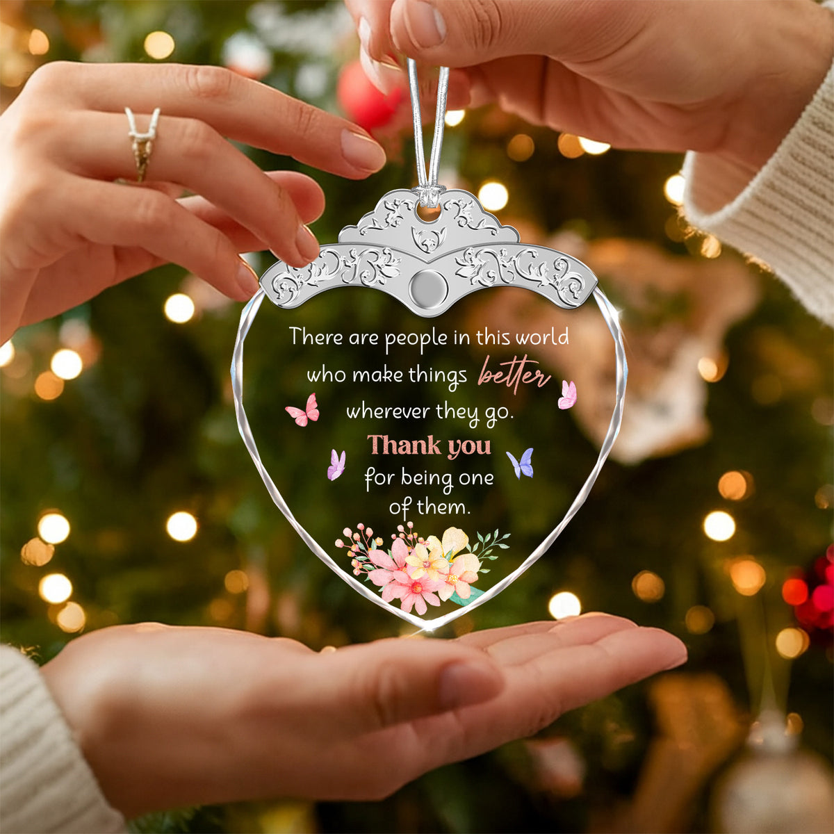 Thank You for being one of them – Glass Ornament — view 5