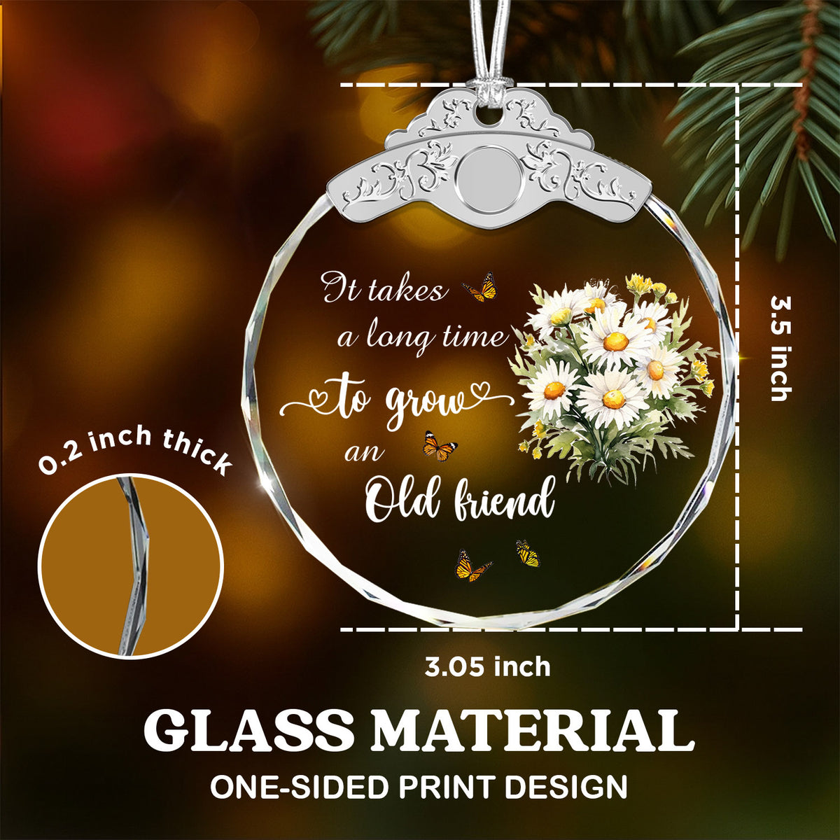 Friendship Gifts for Women – Christmas Glass Ornament — view 3