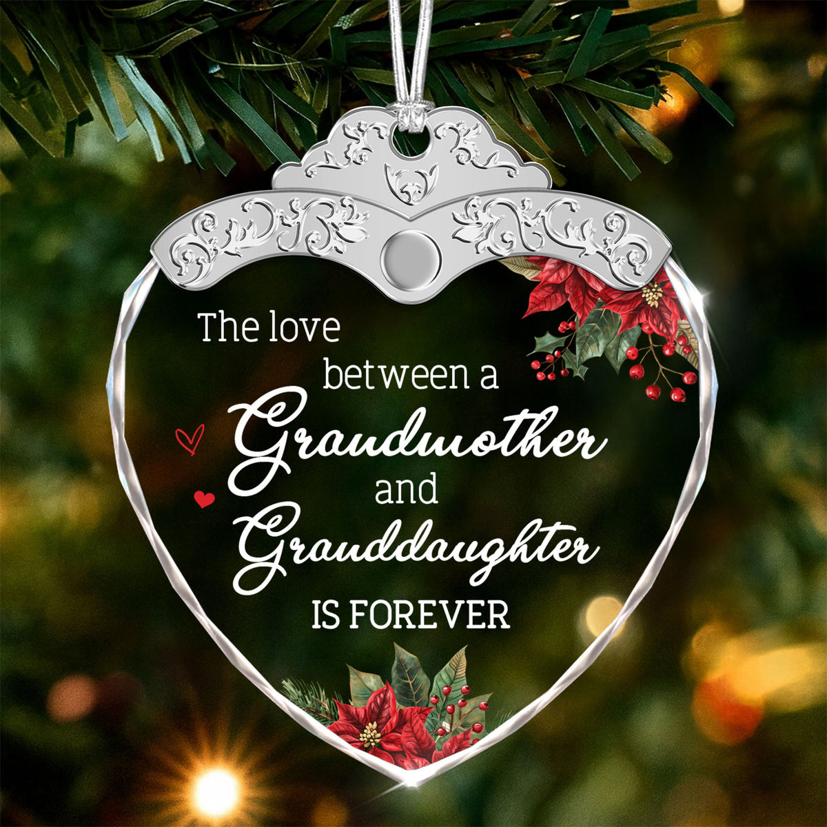 Grandmother Gift – Christmas Glass Ornament — view 2