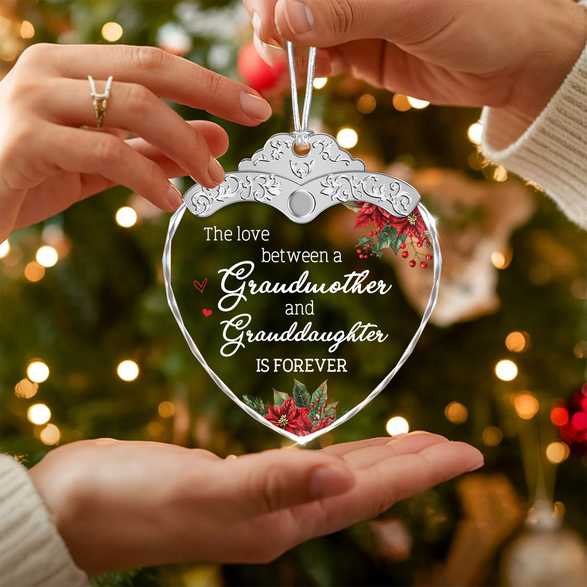 Grandmother Gift – Christmas Glass Ornament — view 5
