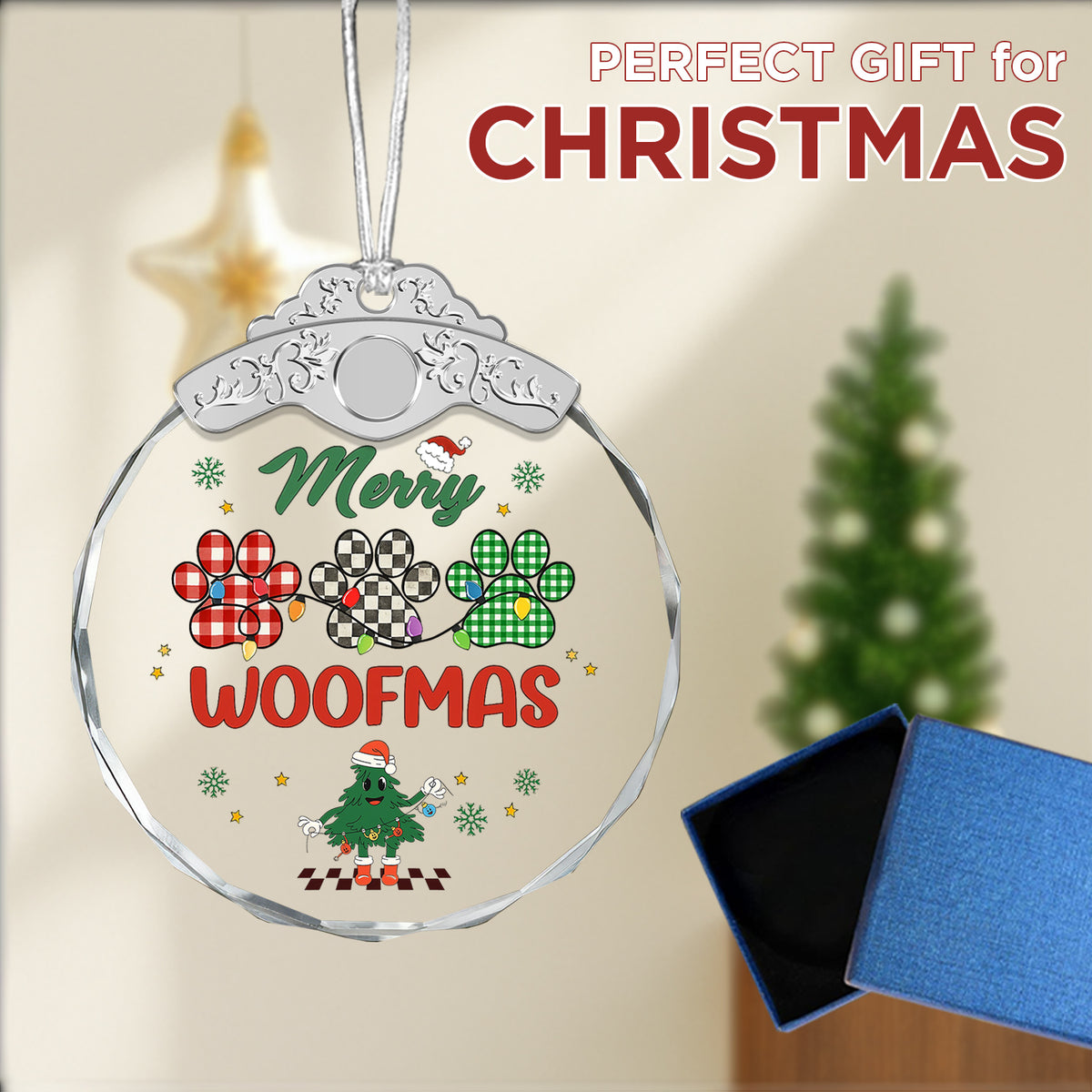 Merry Woofmas – Glass Ornament — view 2