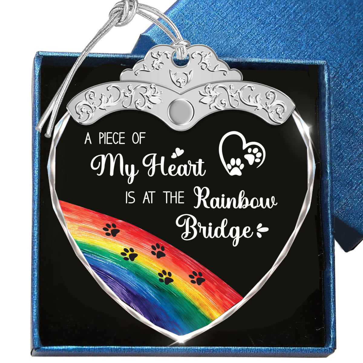 A Piece Of My Heart Is At The Rainbow Bridge – Glass Ornament