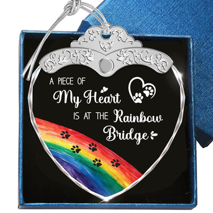 A Piece Of My Heart Is At The Rainbow Bridge – Glass Ornament