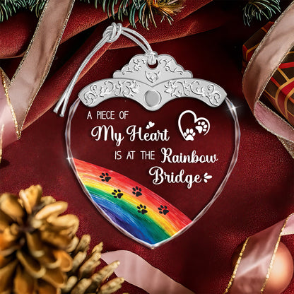A Piece Of My Heart Is At The Rainbow Bridge – Glass Ornament — view 4