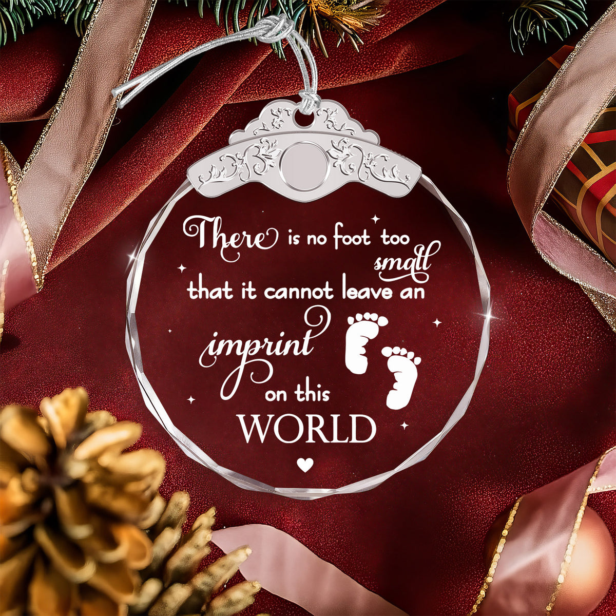 There Is No Footprint Too Small – Glass Ornament — view 4