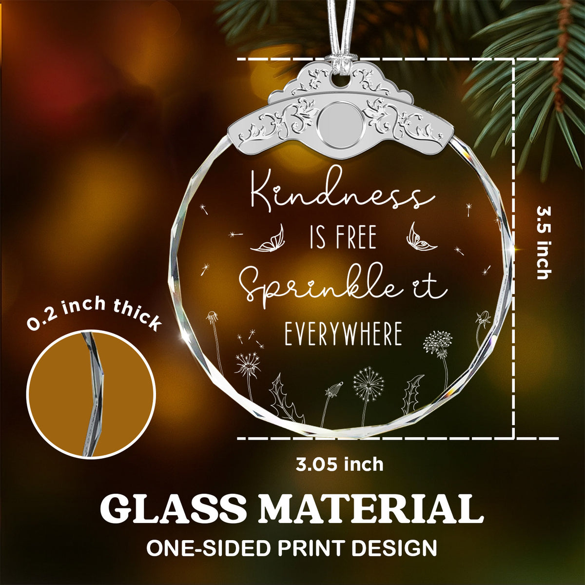 Kindness – Glass Ornament — view 3