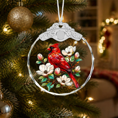 Cardinal Glass Ornament – Red Bird Tribute Decoration for Family Member, — view 2