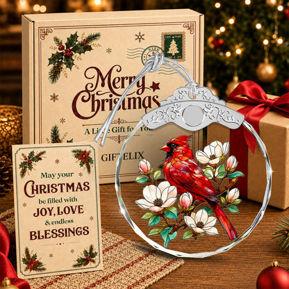 Cardinal Glass Ornament – Red Bird Tribute Decoration for Family Member, — view 4