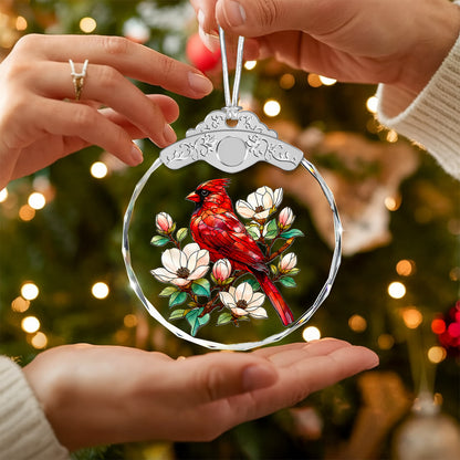 Cardinal Glass Ornament – Red Bird Tribute Decoration for Family Member, — view 5