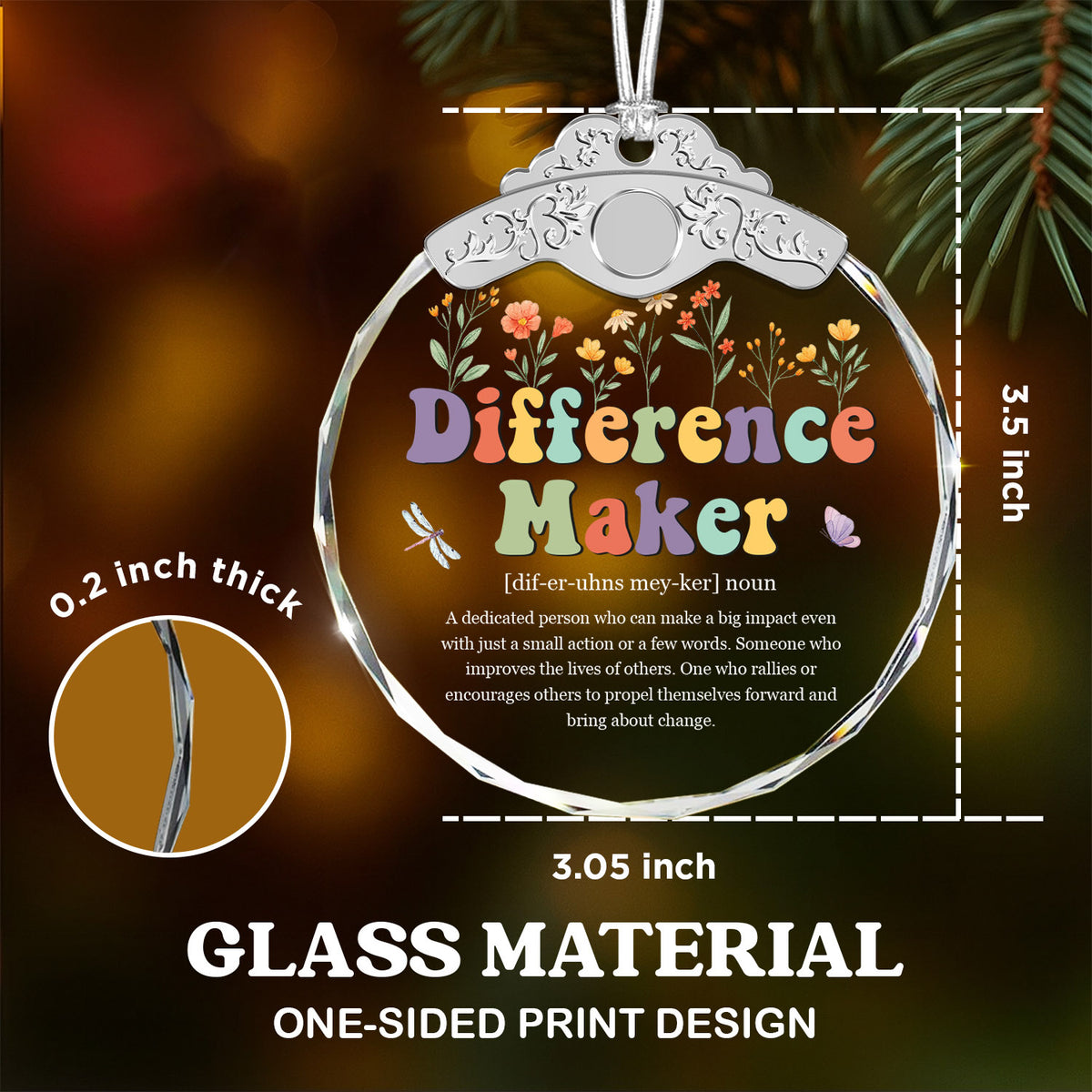 Difference Maker – Glass Ornament — view 3