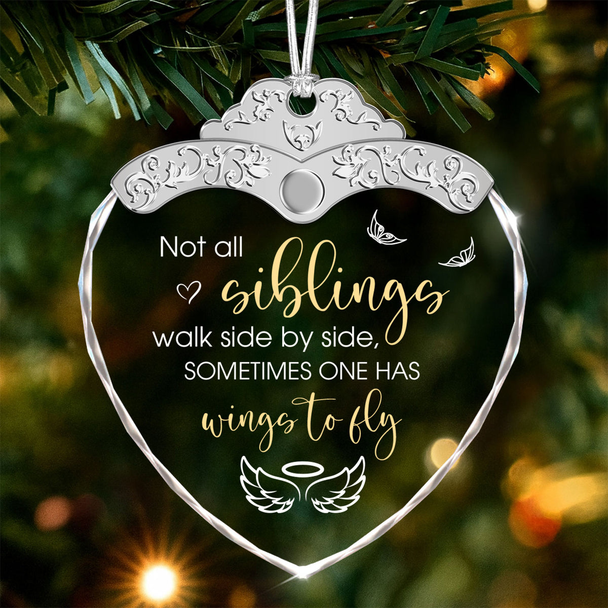 Memorial Gifts For Loss Of Siblings – Glass Ornament — view 2