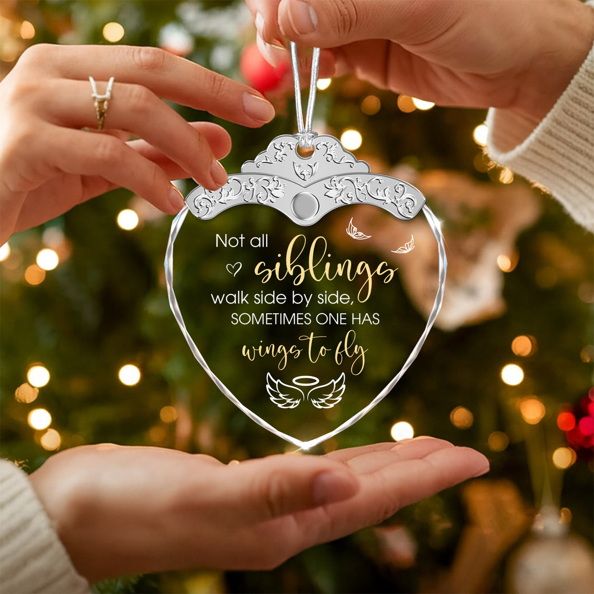 Memorial Gifts For Loss Of Siblings – Glass Ornament — view 5