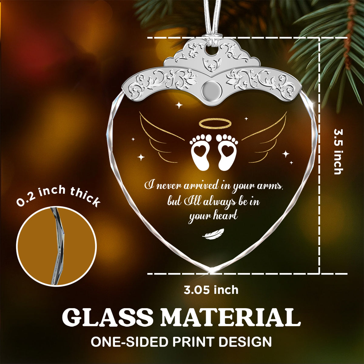 I'Ll Always Be In Your Heart – Glass Ornament — view 3