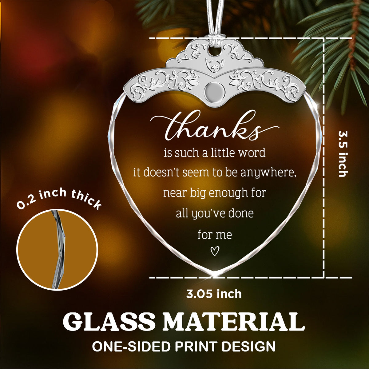 Thanks – Glass Ornament — view 3