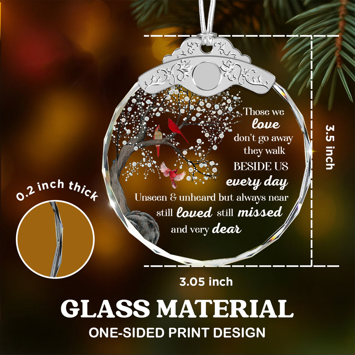 Memorial Glass Ornament – Sympathy Gift for Loss of Loved One — view 3